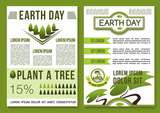 Green nature vector posters for Earth Day