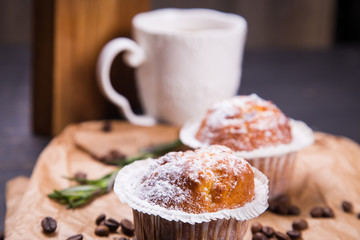 hot coffee with muffin