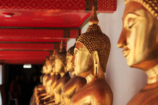 Buddha statue inside a temple of Bangkok, Thailand
