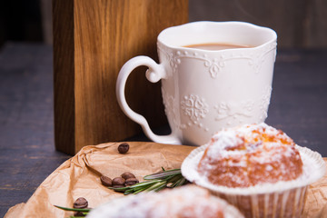 hot coffee with muffin