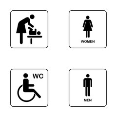 WC / Toilet door plate icon set. Men and women WC sign for restroom. WC Icon Vector