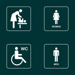 WC / Toilet door plate icon set. Men and women WC sign for restroom. WC Icon Vector