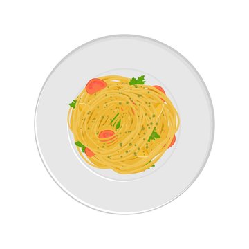 Vector illustration spaghetti pasta with tomatos