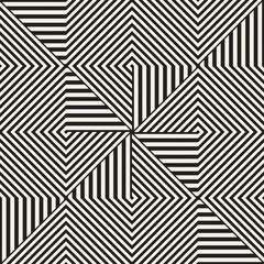 Repeating Geometric Stripes Tiling. Vector Seamless Monochrome Pattern