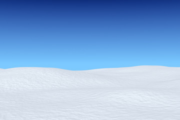Snowy field under blue sky