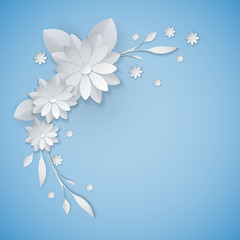 white paper flowers floral background