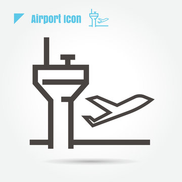 icon airport flight thin line for web , modern minimalistic flat design vector on white background