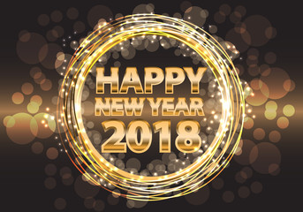 Happy New Year 2018 gold luxury on night design for holiday festival cerebration vector illustration.