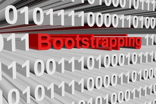 Bootstrapping in the form of binary code, 3D illustration