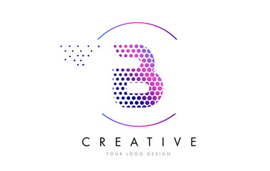 Obraz premium B Pink Magenta Dotted Bubble Letter Logo Design Vector
