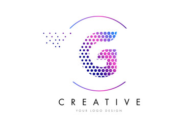 G Pink Magenta Dotted Bubble Letter Logo Design Vector