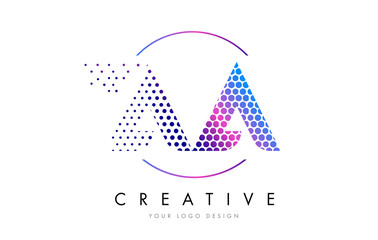 AA A Pink Magenta Dotted Bubble Letter Logo Design Vector