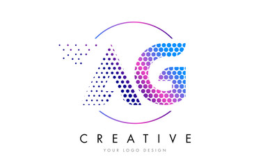 AG A G Pink Magenta Dotted Bubble Letter Logo Design Vector