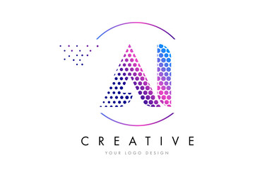 AI A I Pink Magenta Dotted Bubble Letter Logo Design Vector