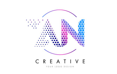 AN A N Pink Magenta Dotted Bubble Letter Logo Design Vector