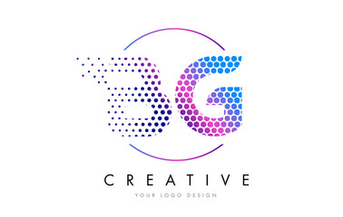 Naklejka premium BG B G Pink Magenta Dotted Bubble Letter Logo Design Vector