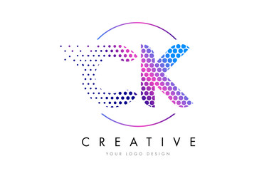CK C K Pink Magenta Dotted Bubble Letter Logo Design Vector
