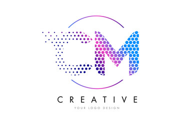 CM C M Pink Magenta Dotted Bubble Letter Logo Design Vector - obrazy, fototapety, plakaty