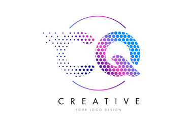 CQ C Q Pink Magenta Dotted Bubble Letter Logo Design Vector