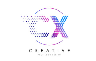 CX C X Pink Magenta Dotted Bubble Letter Logo Design Vector