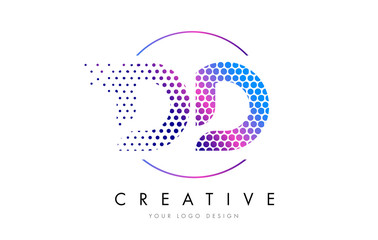 DD D D Pink Magenta Dotted Bubble Letter Logo Design Vector