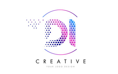 DI D I Pink Magenta Dotted Bubble Letter Logo Design Vector