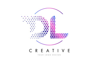 DL D L Pink Magenta Dotted Bubble Letter Logo Design Vector