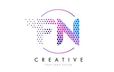 FN F N Pink Magenta Dotted Bubble Letter Logo Design Vector
