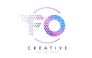 FO F O Pink Magenta Dotted Bubble Letter Logo Design Vector