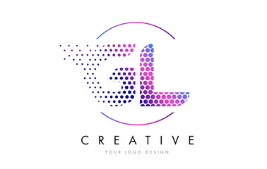 GL G L Pink Magenta Dotted Bubble Letter Logo Design Vector © twindesigner