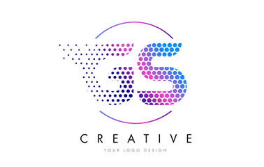GS G S Pink Magenta Dotted Bubble Letter Logo Design Vector
