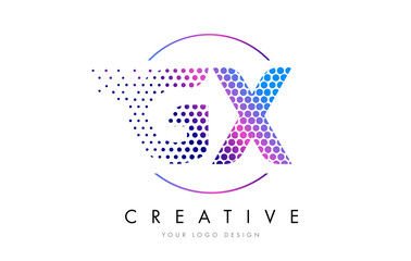 GX G X Pink Magenta Dotted Bubble Letter Logo Design Vector