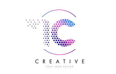 Fototapeta premium IC I C Pink Magenta Dotted Bubble Letter Logo Design Vector