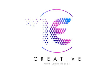 IE I E Pink Magenta Dotted Bubble Letter Logo Design Vector