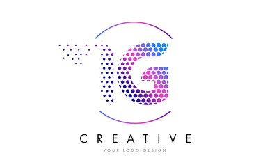 Naklejka premium IG I Q Pink Magenta Dotted Bubble Letter Logo Design Vector