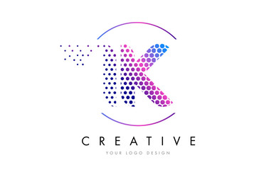 IK I K Pink Magenta Dotted Bubble Letter Logo Design Vector