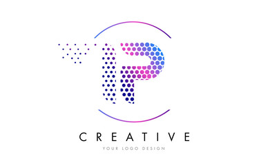 IP I P Pink Magenta Dotted Bubble Letter Logo Design Vector