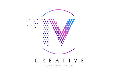 IV I V Pink Magenta Dotted Bubble Letter Logo Design Vector