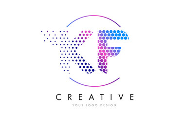 Obraz premium KF K F Pink Magenta Dotted Bubble Letter Logo Design Vector