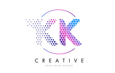 KK K K Pink Magenta Dotted Bubble Letter Logo Design Vector