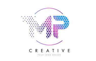 MP M P Pink Magenta Dotted Bubble Letter Logo Design Vector