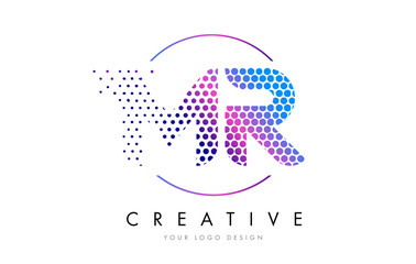 MR M R Pink Magenta Dotted Bubble Letter Logo Design Vector
