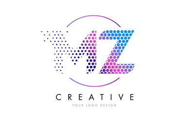 MZ M Z Pink Magenta Dotted Bubble Letter Logo Design Vector