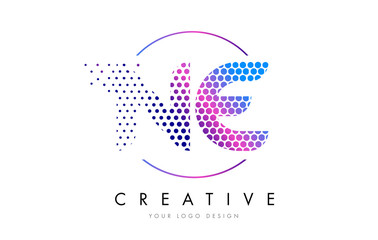 NE N E Pink Magenta Dotted Bubble Letter Logo Design Vector