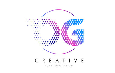 OG O G Pink Magenta Dotted Bubble Letter Logo Design Vector