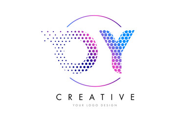 OY O Y Pink Magenta Dotted Bubble Letter Logo Design Vector