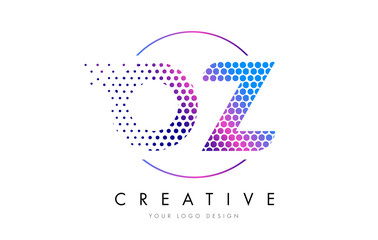 OZ O Z Pink Magenta Dotted Bubble Letter Logo Design Vector