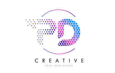 PD P D Pink Magenta Dotted Bubble Letter Logo Design Vector