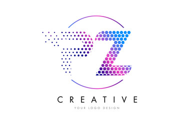 PZ P Z Pink Magenta Dotted Bubble Letter Logo Design Vector