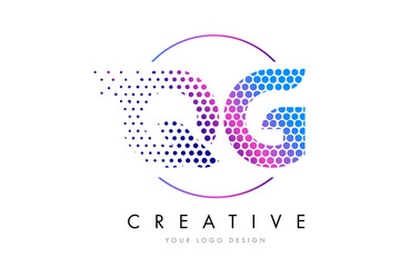 QG Q G Pink Magenta Dotted Bubble Letter Logo Design Vector